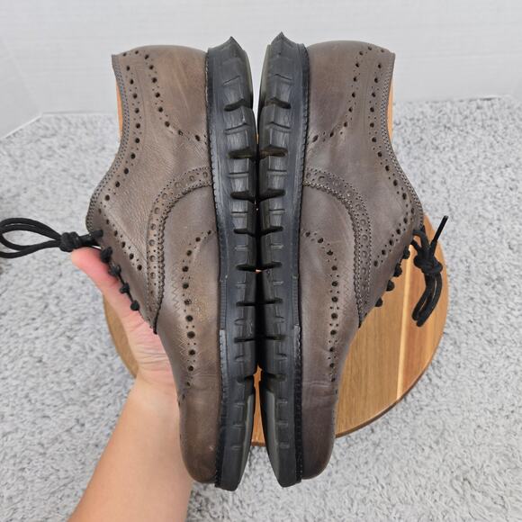 Cole Haan ZeroGrand Dark Brown Leather Medallion Wingtip Casual Oxford Mens 9 M - Picture 8 of 13